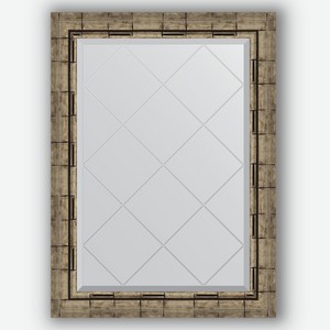 Зеркало с гравировкой в багетной раме Evoform серебряный бамбук 73 мм 63x86 см