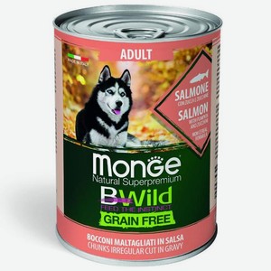 Влажный корм для собак Monge BWild Grain Free беззерновой лосось с тыквой и кабачками 400 г