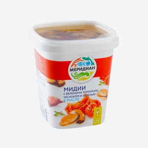 Мидии в масле томат/чеснок/зелень Меридиан 415г