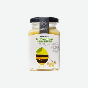 Крем-мёд натуральный цветочный Медовый Дом с лимоном и имбирем стекло 320г