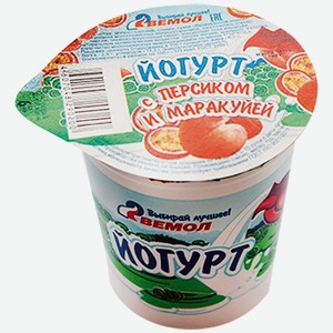 Йогурт вемол Персик, маракуйя 6%, без змж, 180г