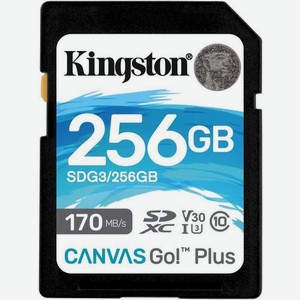 Карта памяти SDXC UHS-I U3 Kingston Canvas Go! Plus 256 ГБ, 170 МБ/с, Class 10, SDG3/256GB, 1 шт., переходник без адаптера