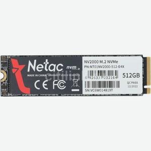 SSD накопитель NETAC NV2000 NT01NV2000-512-E4X 512ГБ, M.2 2280, PCI-E 3.0 x4, NVMe, M.2