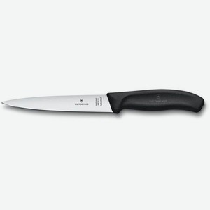 Нож кухонный Victorinox Swiss Classic, филейный, 160мм, заточка прямая, стальной, черный [6.8713.16b]