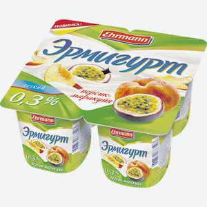 Продукт йогуртный Эрмигурт Легкий Персик-маракуйя пастеризованный 0,3%, 100 г
