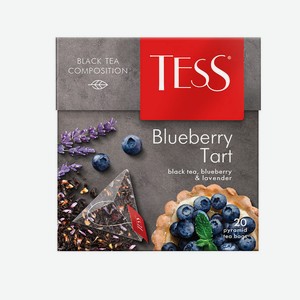 Чай черный Tess Blueberry Tart с черникой, лавандой и яблоком в пирамидках, 20х1,8 г
