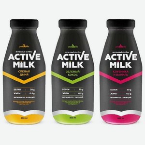 Молочный коктейль Active Milk Клубника обогащенный белком 0,36 %, 300 г