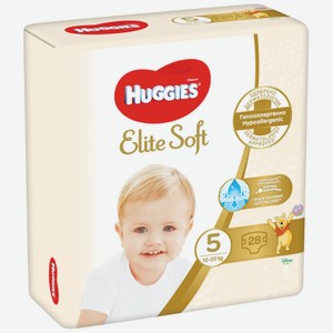 Подгузники Huggies Elite Soft 5 для детей 12-22 кг, 28 шт, шт
