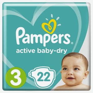 Подгузники Pampers Active Baby-Dry 6–10 кг, размер 3, 22 шт, шт