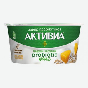 Биопродукт творожно-йогуртный Активиа Манго и микс семян 3,8%, 135 г