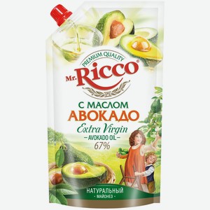 Майонез Mr. Ricco Organic с маслом авокадо 67%, 800 мл, дой-пак.