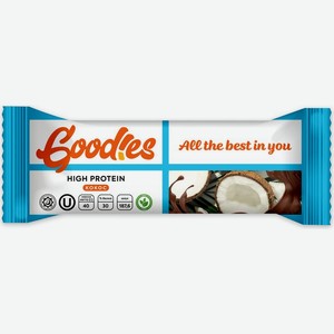 Протеиновый батончик Goodies кокос в бельгийском шоколаде 40г, Россия