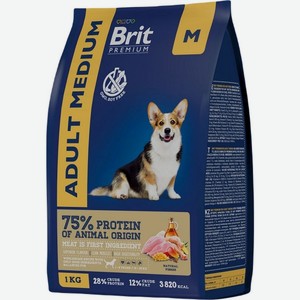 Сухой корм для собак средних пород Brit Premium Adult Medium с курицей