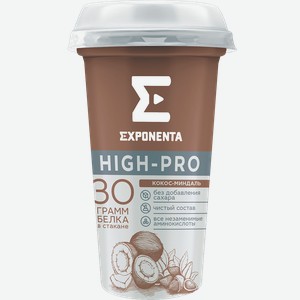 Напиток кисломолочный Exponenta High-Pro кокос-миндаль, 250 г, пластиковый стакан