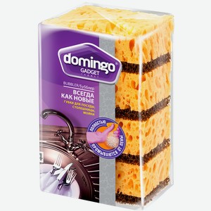 Губка для посуды Доминго бубблер поролон + абразив Доминго м/у, 4 шт