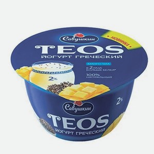 Йогурт TEOS 2% п/ст Манго-чиа 140г