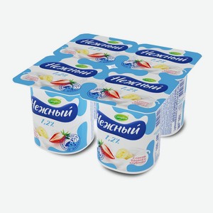 Продукт йогуртный Campina Нежный с соком банана и клубники 1.2%, 100 г