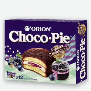 Пирожное Orion Choco Pie Черная смородина в глазури, 360 г