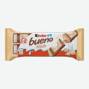 Вафли Kinder Bueno White в белом шоколаде с ореховой начинкой, 39 г