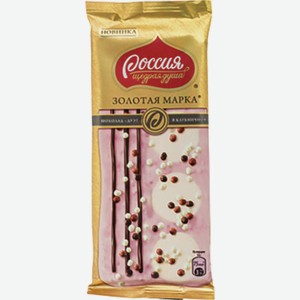 Шоколад Россия Золотая Марка Дуэт в клубничном, 85 г