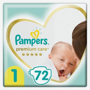 Подгузники Pampers Premium Care Newborn 1, для детей 2-5 кг, 72 шт, шт