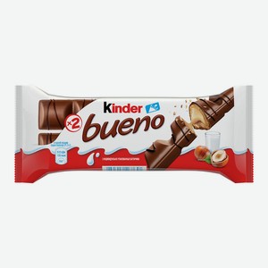 Вафли Kinder Bueno в молочном шоколаде с ореховой начинкой, 43 г