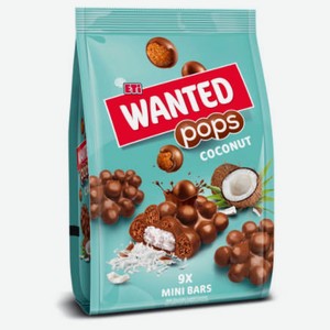 Мини-батончики Eti Wanted pops из молочного шоколада с кокосовой начинкой, 126 г
