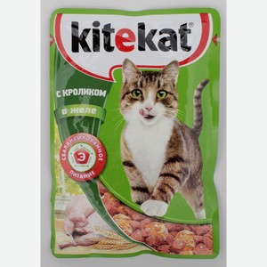 Корм для кошек Kitekat влажный с кроликом в желе, 85 г