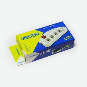Сетевой фильтр Vektor LITE 2.2кВт светло-серый 3м (для бытовой техники б/з)