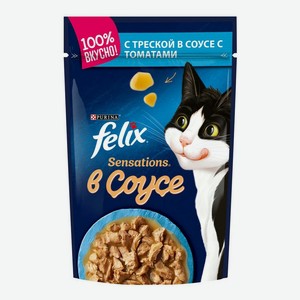 Влажный корм Felix Sensations с треской и томатами для кошек 85 г