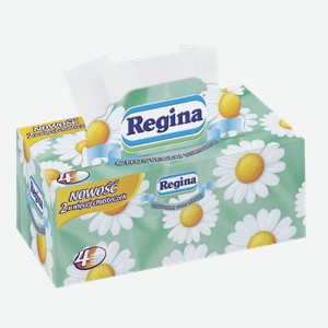 Салфетки бумажные Regina косметические с ромашкой 4-слойные, 110шт Польша