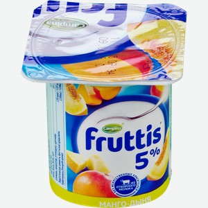Продукт йогуртный Fruttis Сливочное лакомство со вкусом дыни и манго, банана и клубники 5%, 115 г