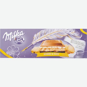 Шоколад Milka молочный с кремовой начинкой и слоем печенья, 300 г