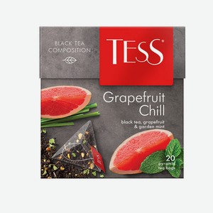 Чай Tess Grapefruit Chill черный с ароматом грейпфрута и мяты, в пирамидках, 20x1,8 г