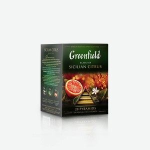 Чай Greenfield Sicilian Citrus черный с ароматом красного апельсина, в пирамидках, 20x1,8 г