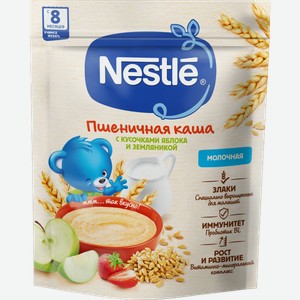 Каша Nestle Молочная Пшеничная с земляникой и яблоком 200г