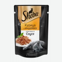Корм для кошек   Sheba   Pleasure Ломтики Курица и индейка в соусе, влажный, 75 г