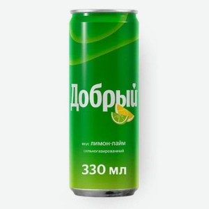Напиток безалкогольный сильногазированный Добрый Лимон/Лайм, 0.33л