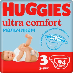 Подгузники Huggies Ultra Comfort для мальчиков №3 5-9кг 94шт