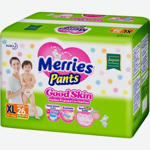 MERRIES Good Skin Трусики-подгузники XL (12-19кг) 26шт