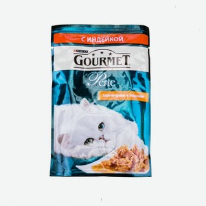 Корм Gourmet Perle консервированный для взрослых кошек с индейкой и мини-филе в подливе, 85 г