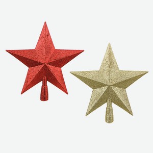 Звезда на елку красная/золотая, артикул 344-141, 22 см, шт