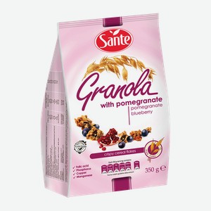 Сухой завтрак Sante Granola с гранатом и черникой, 350 г