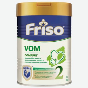 Смесь сухая молочная Friso Vom 2 Комфорт с пребиотиками, с 6 до 12 месяцев, 400 г