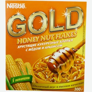 Хлопья Nestle Gold кукурузные с мёдом и орехами, 300 г