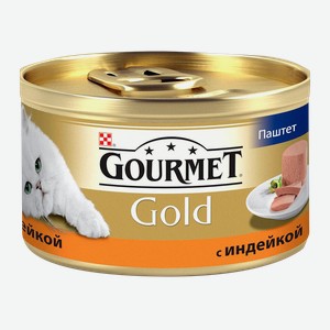 Корм Gourmet Gold консервированный полнорационный для взрослых кошек с индейкой, 85 г