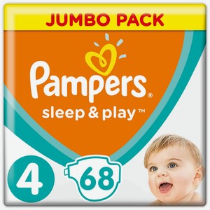 Подгузники Pampers Sleep & Play 9-14 кг, 4 размер, 68 шт, шт