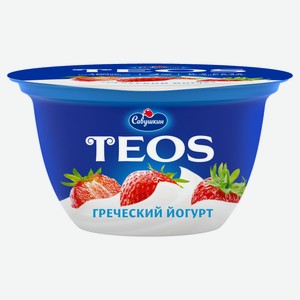 Йогурт «Савушкин» Греческий Teos клубника 2% БЗМЖ, 140 г