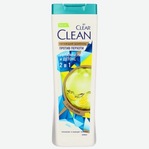 Шампунь и бальзам-ополаскиватель Clean by Clear 2 в 1 Увлажнение и детокс с соком Лайма, 365мл