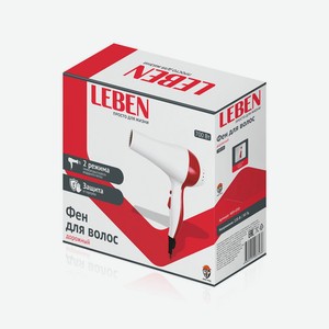 Фен для волос Leben, 700 Вт, 2 скорости, белый/красный, арт.489-050, шт